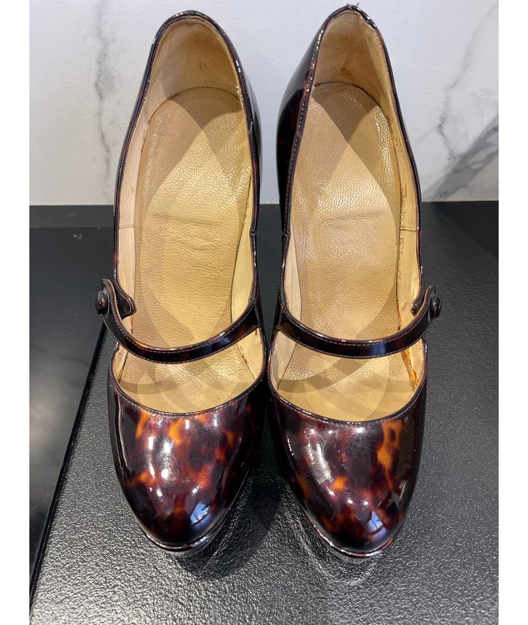 CHRISTIAN LOUBOUTIN Коричневые кожаные туфли, фото 3