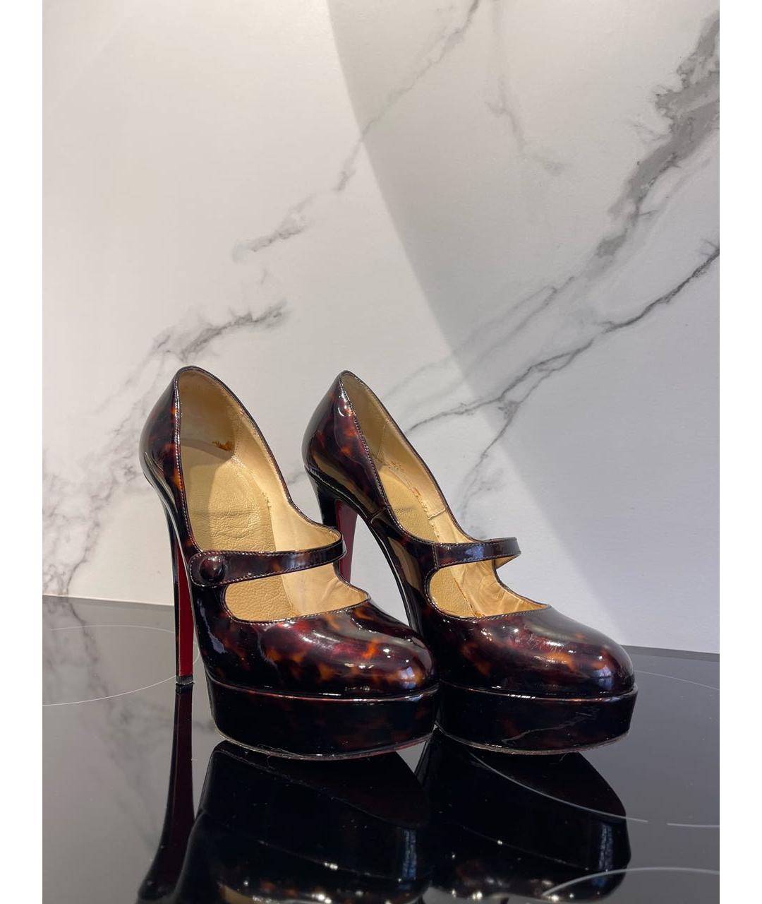 CHRISTIAN LOUBOUTIN Коричневые кожаные туфли, фото 6