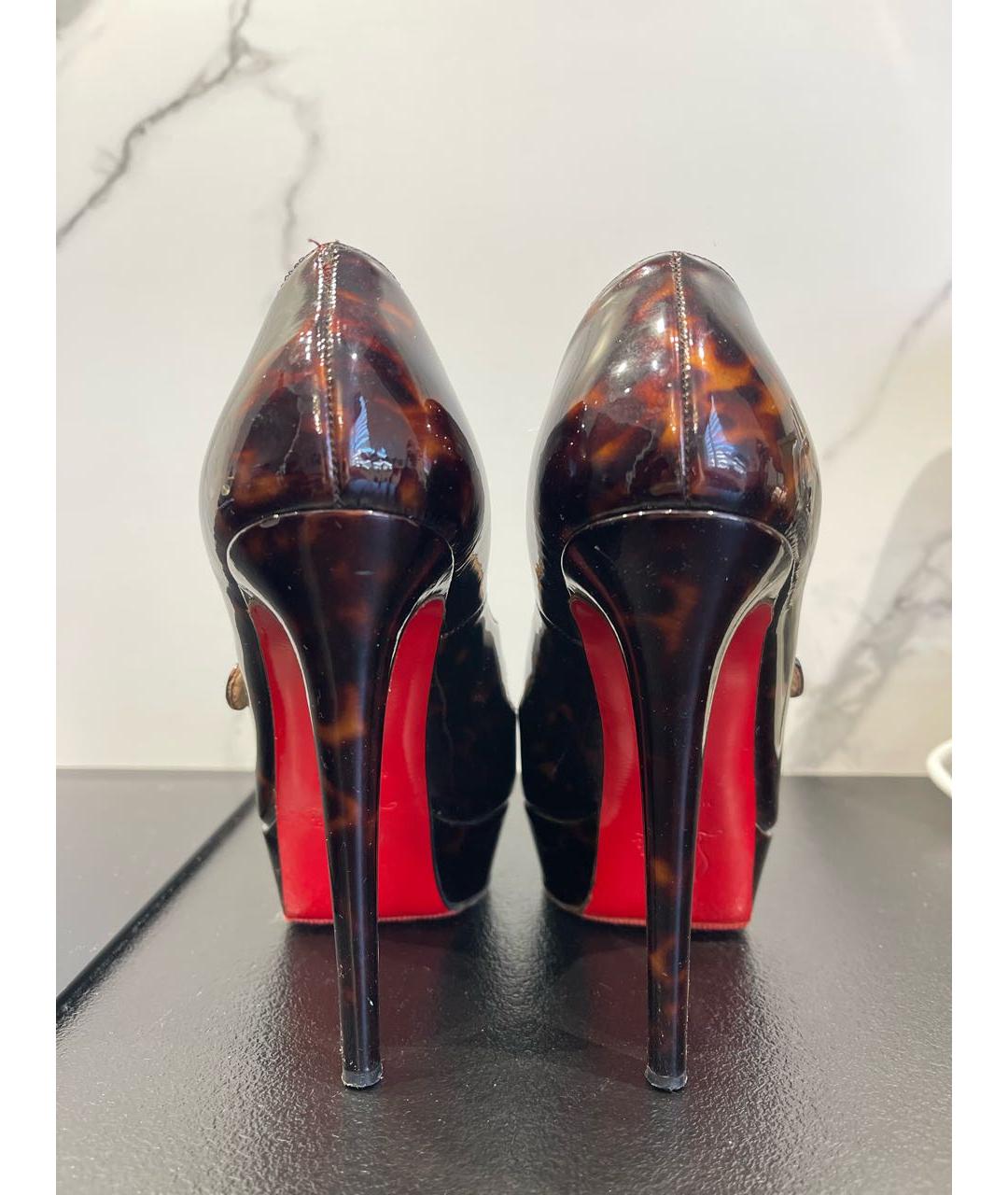 CHRISTIAN LOUBOUTIN Коричневые кожаные туфли, фото 5