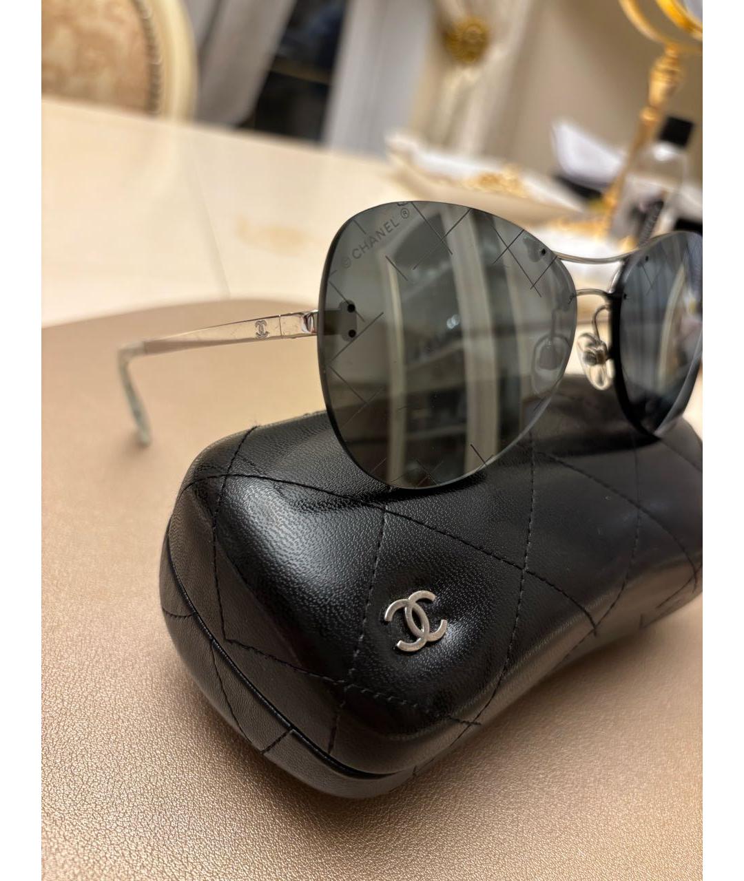 CHANEL Антрацитовые металлические солнцезащитные очки, фото 3