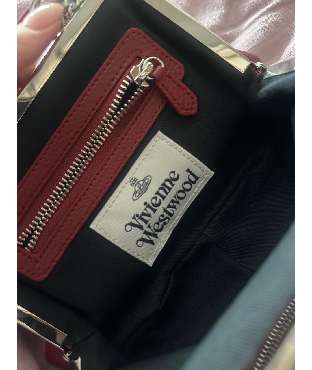 VIVIENNE WESTWOOD Бордовая сумка с короткими ручками из искусственной кожи, фото 5