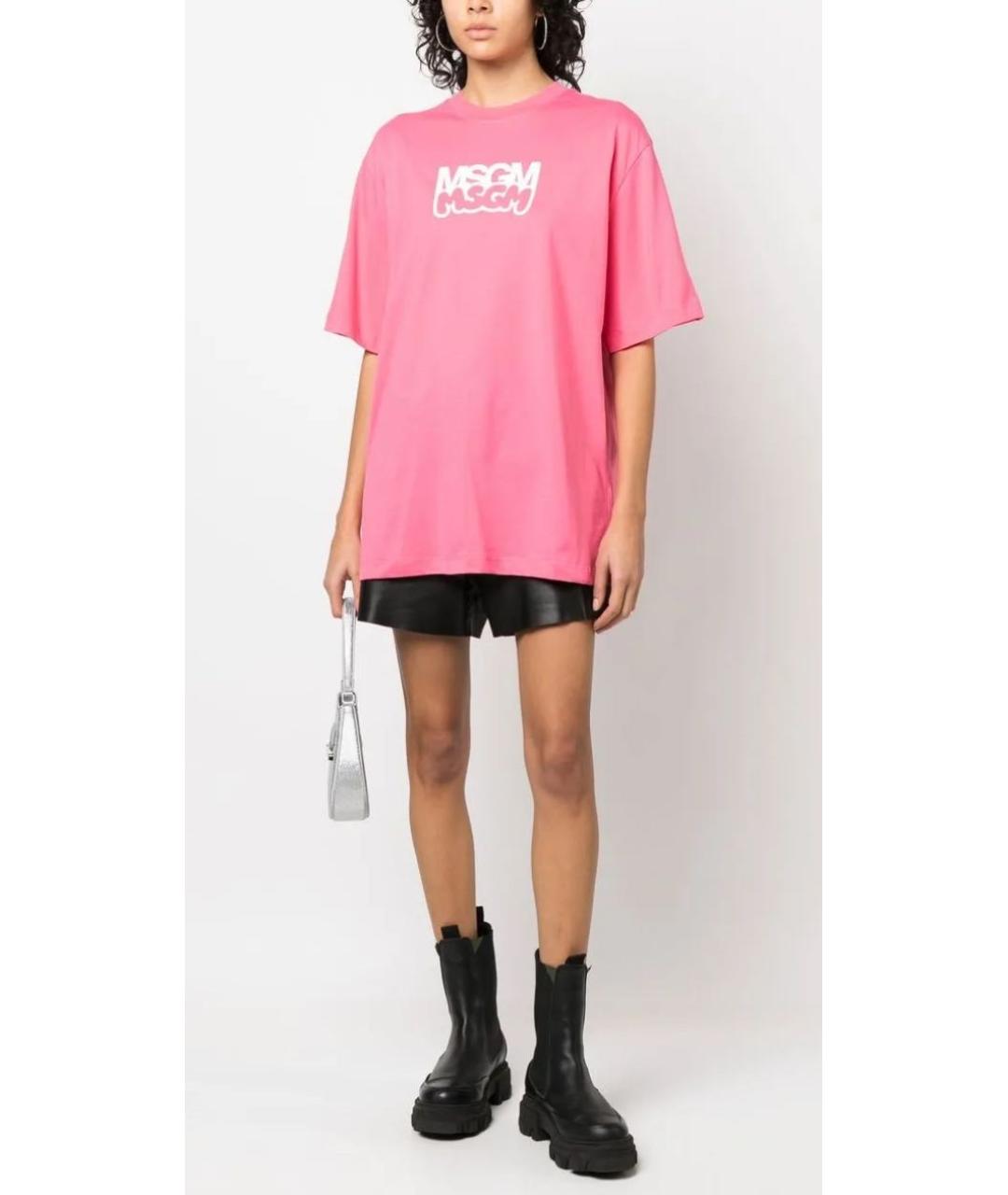 MSGM Розовая хлопковая футболка, фото 6