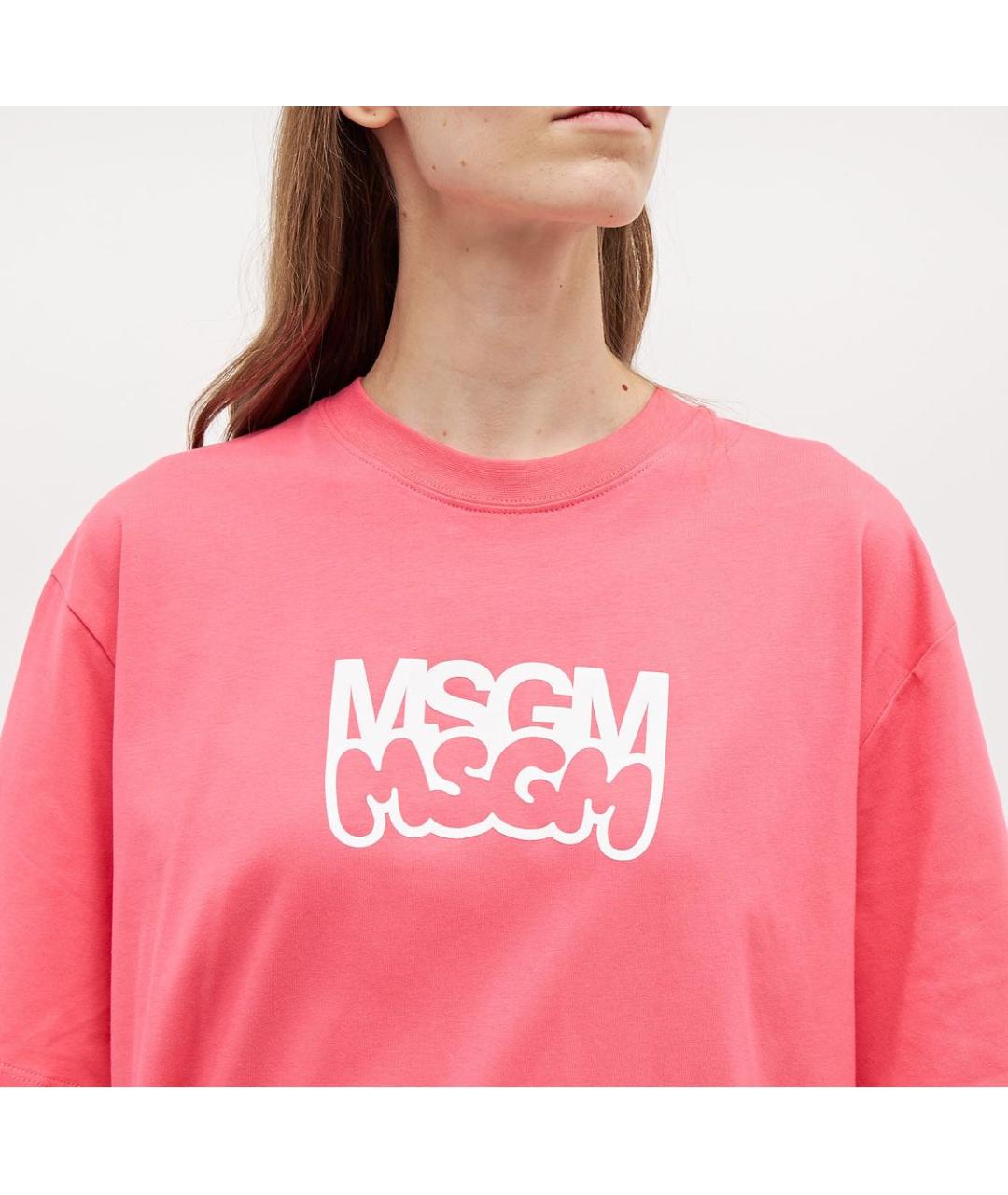 MSGM Розовая хлопковая футболка, фото 8