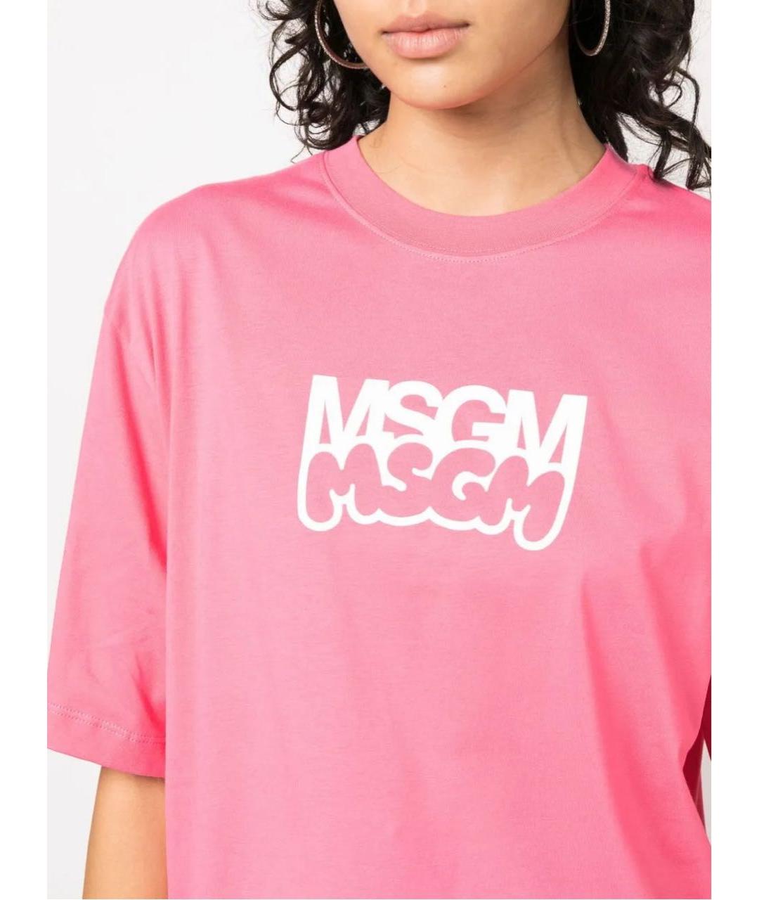 MSGM Розовая хлопковая футболка, фото 4