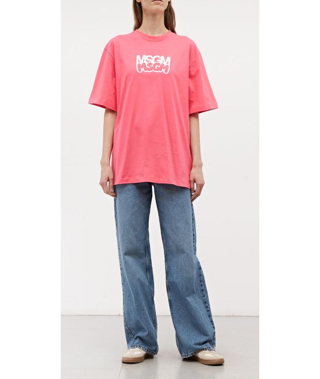 MSGM Розовая хлопковая футболка, фото 5