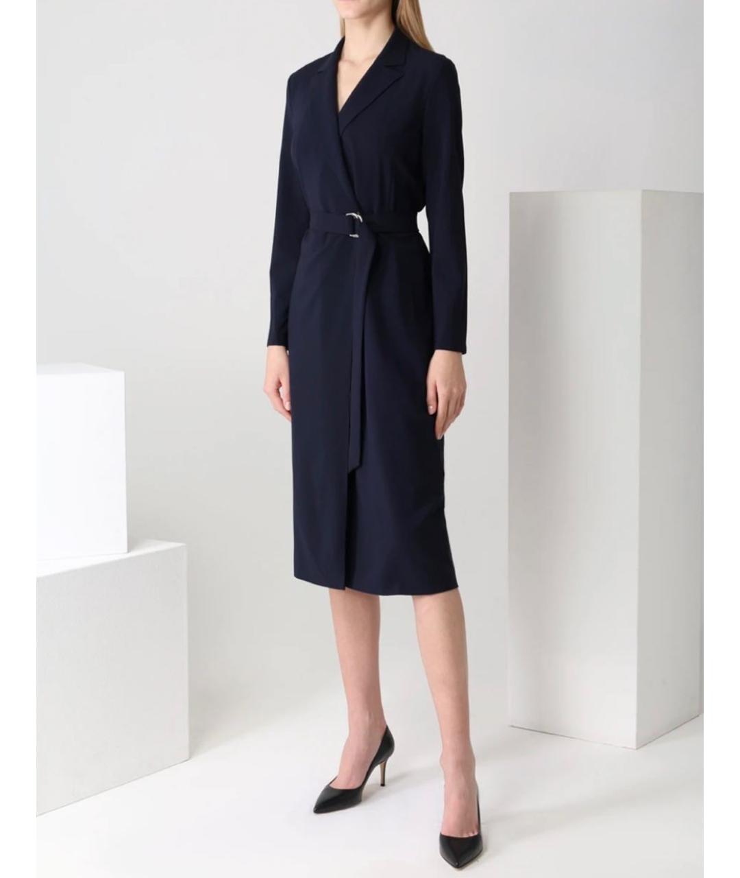 HUGO BOSS Синее шерстяное повседневное платье, фото 7