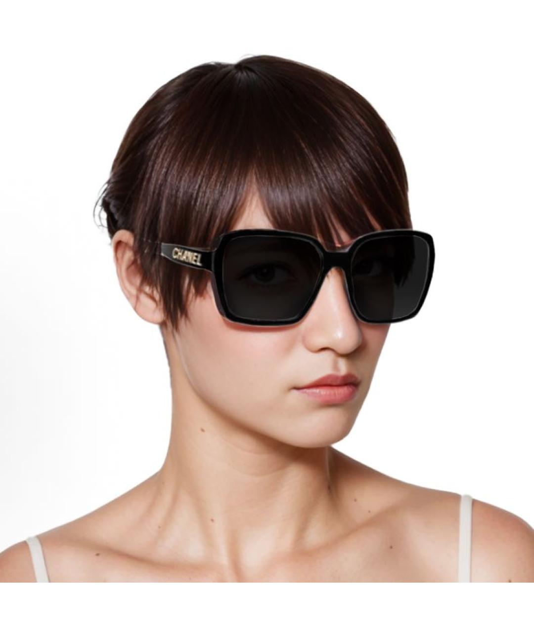 CHANEL Черные пластиковые солнцезащитные очки, фото 4