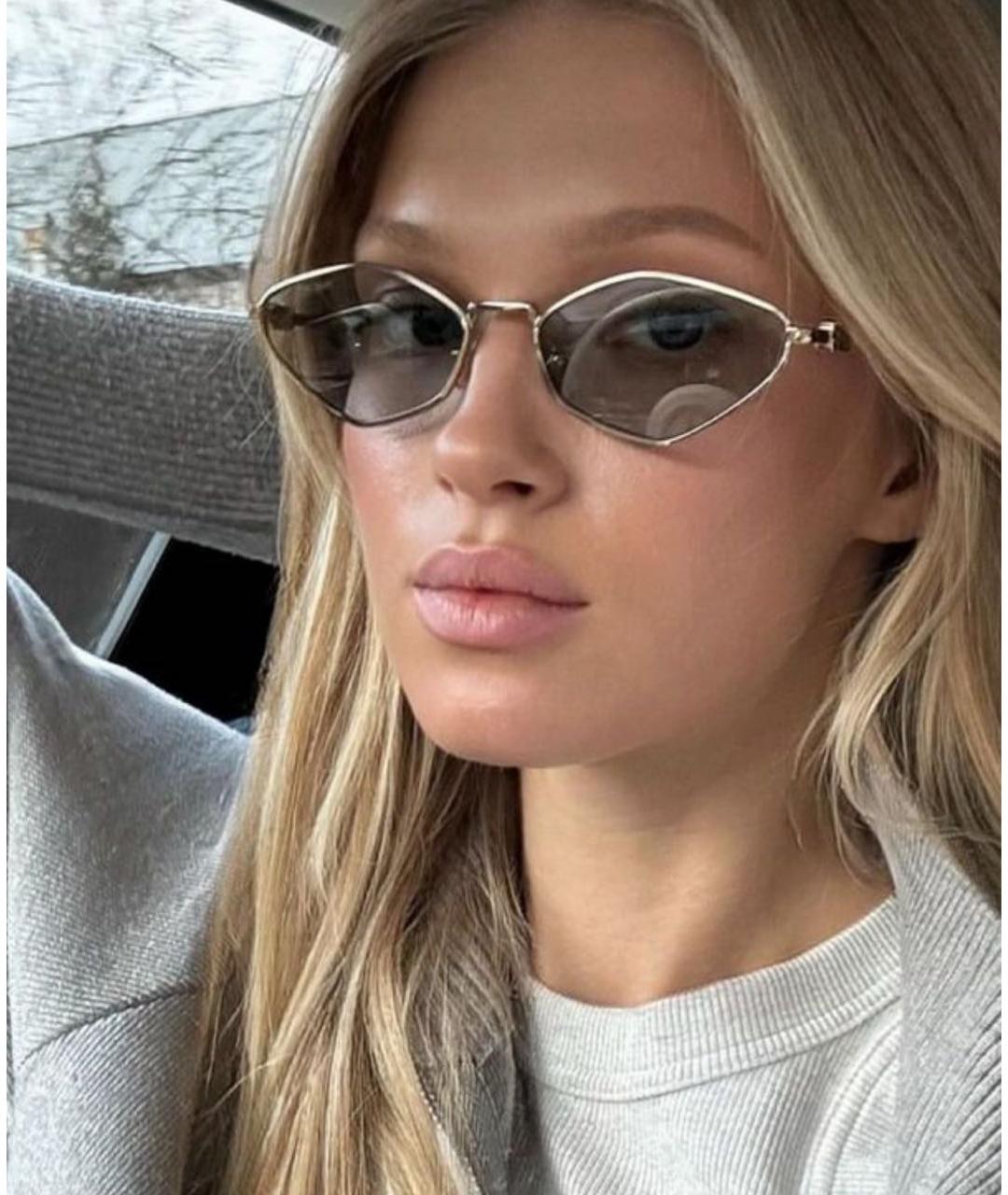 MIU MIU Коричневые металлические солнцезащитные очки, фото 2