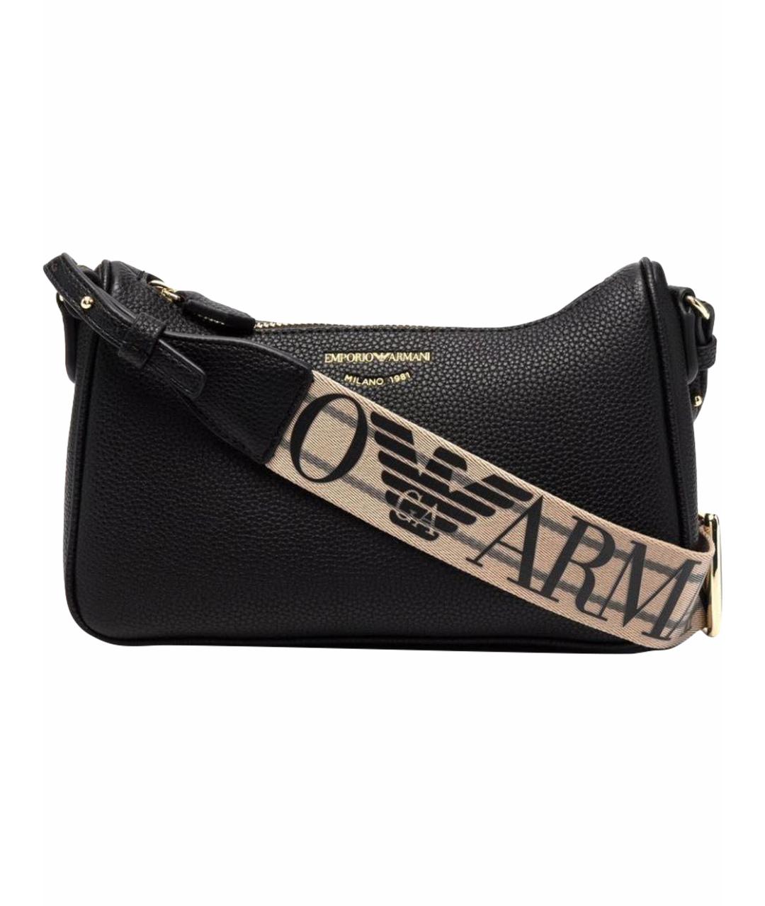 EMPORIO ARMANI Черная сумка через плечо из экзотической кожи, фото 1