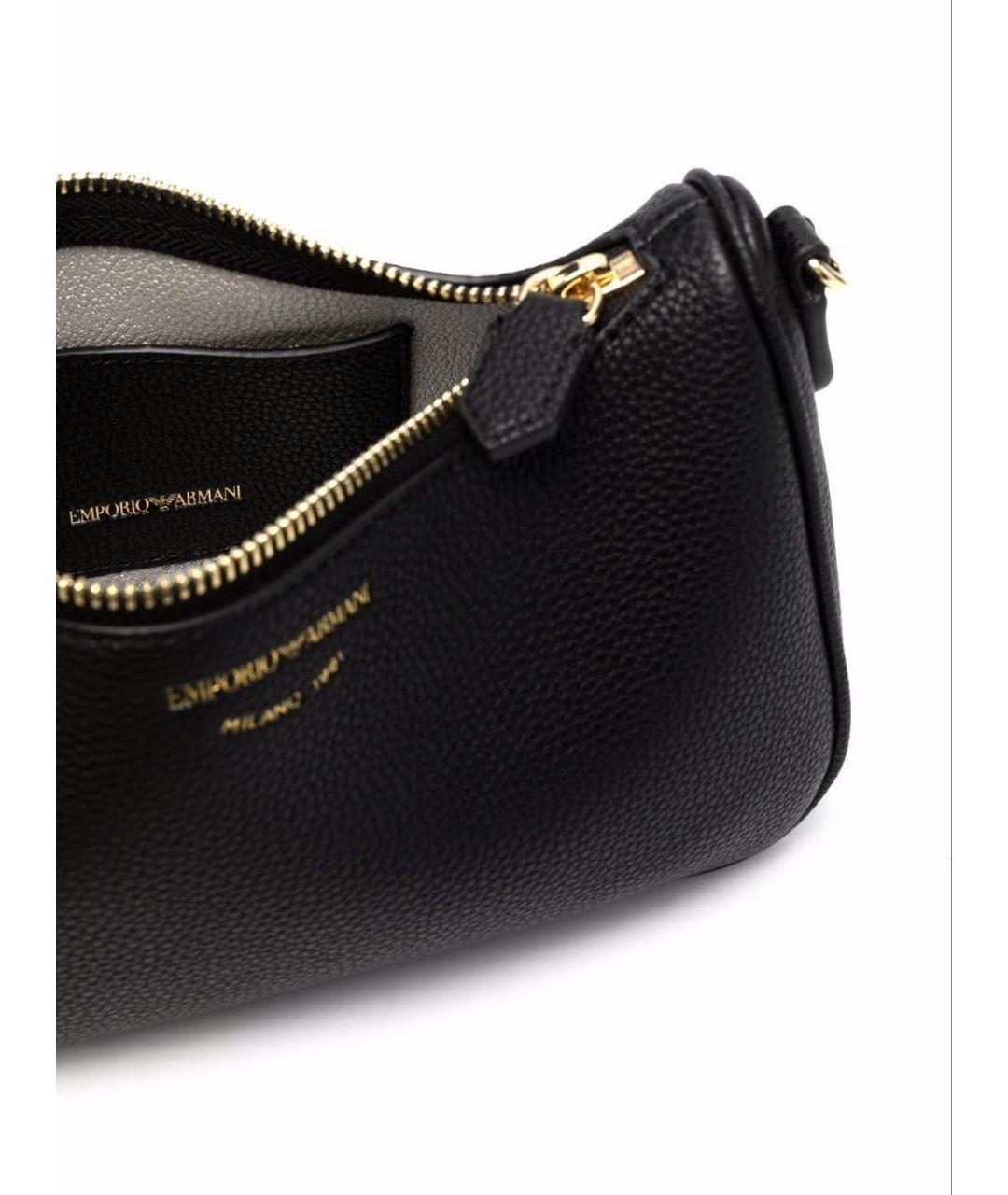 EMPORIO ARMANI Черная сумка через плечо из экзотической кожи, фото 3