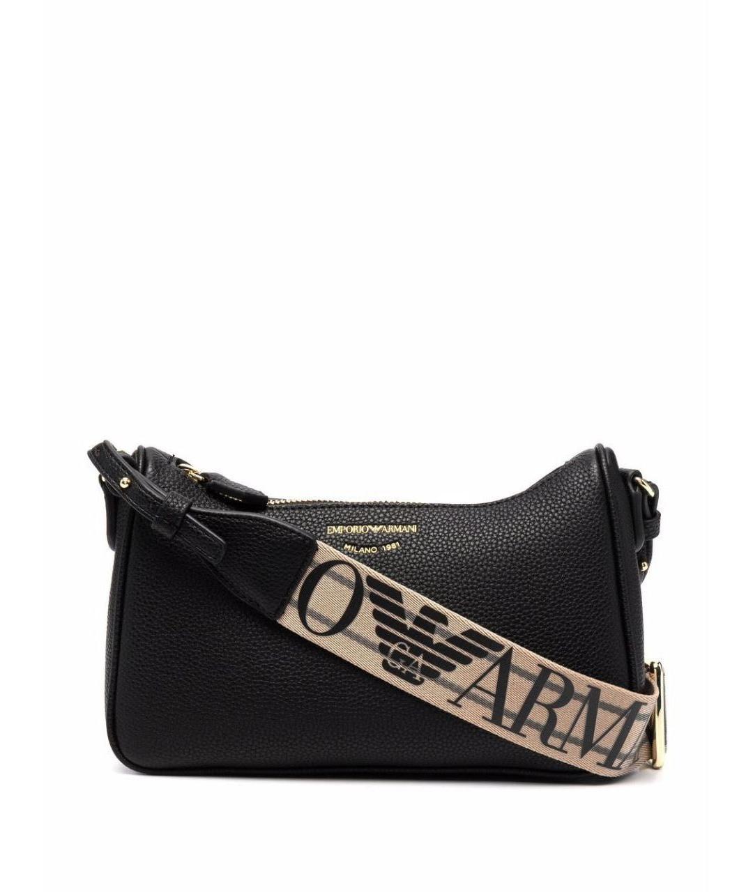 EMPORIO ARMANI Черная сумка через плечо из экзотической кожи, фото 4