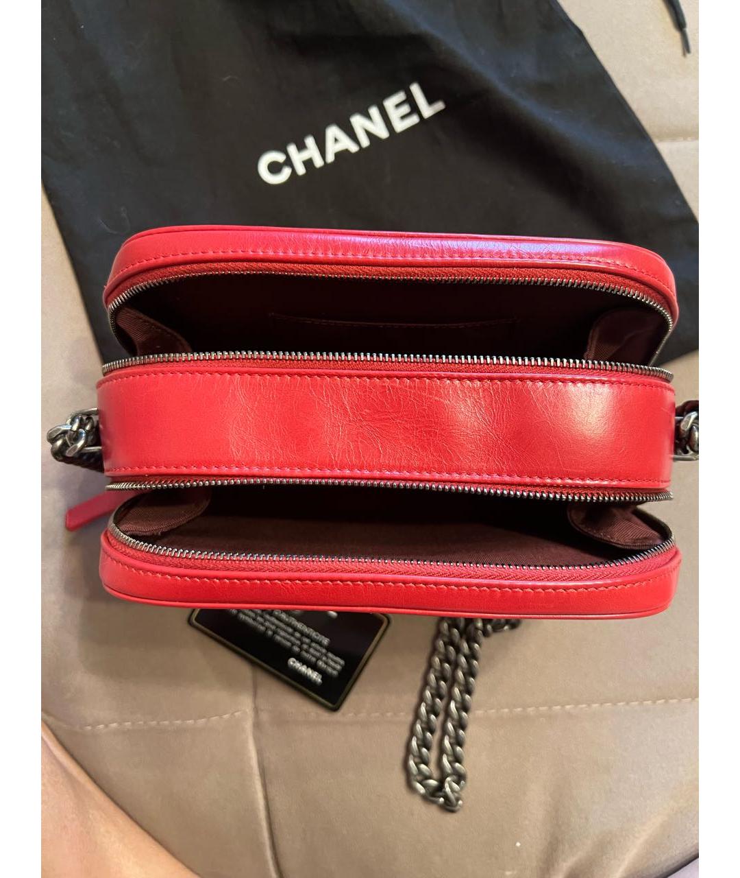 CHANEL Красная кожаная сумка через плечо, фото 4