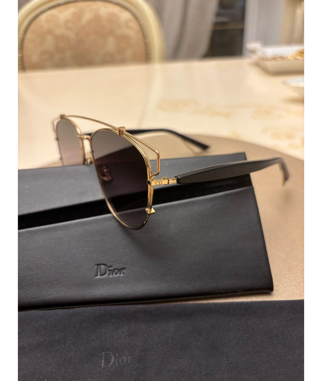 CHRISTIAN DIOR Золотые металлические солнцезащитные очки, фото 5