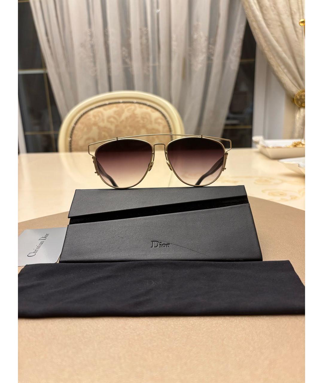 CHRISTIAN DIOR Золотые металлические солнцезащитные очки, фото 2