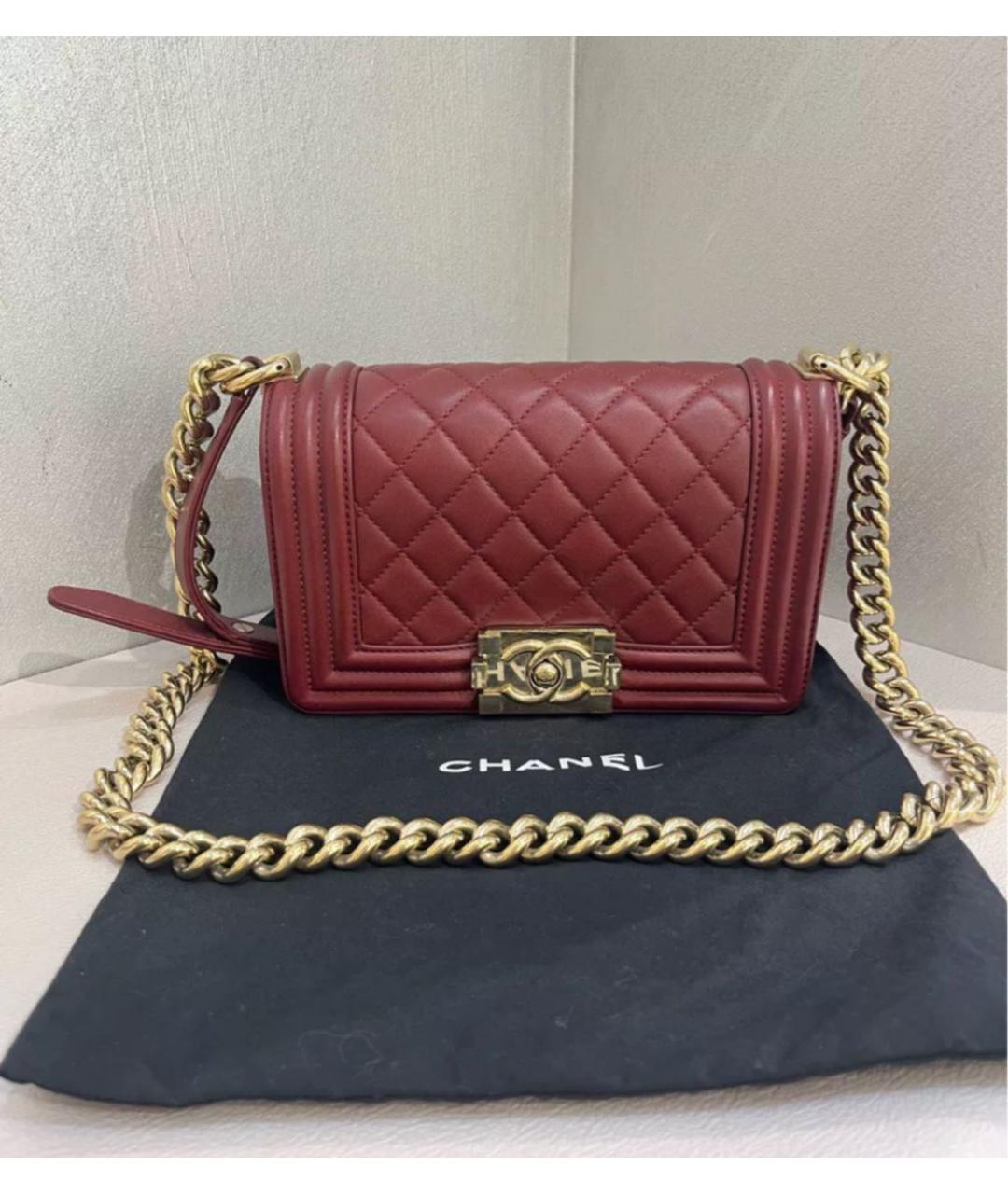 CHANEL Бордовая кожаная сумка через плечо, фото 2