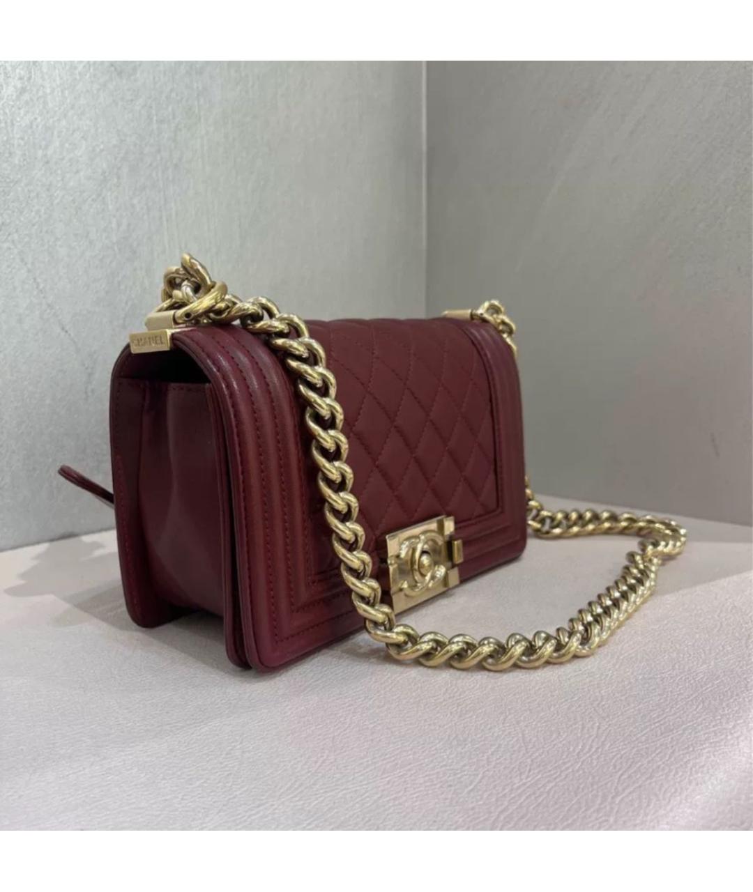 CHANEL Бордовая кожаная сумка через плечо, фото 4