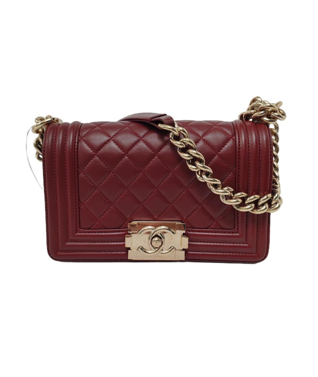 CHANEL Бордовая кожаная сумка через плечо, фото 1