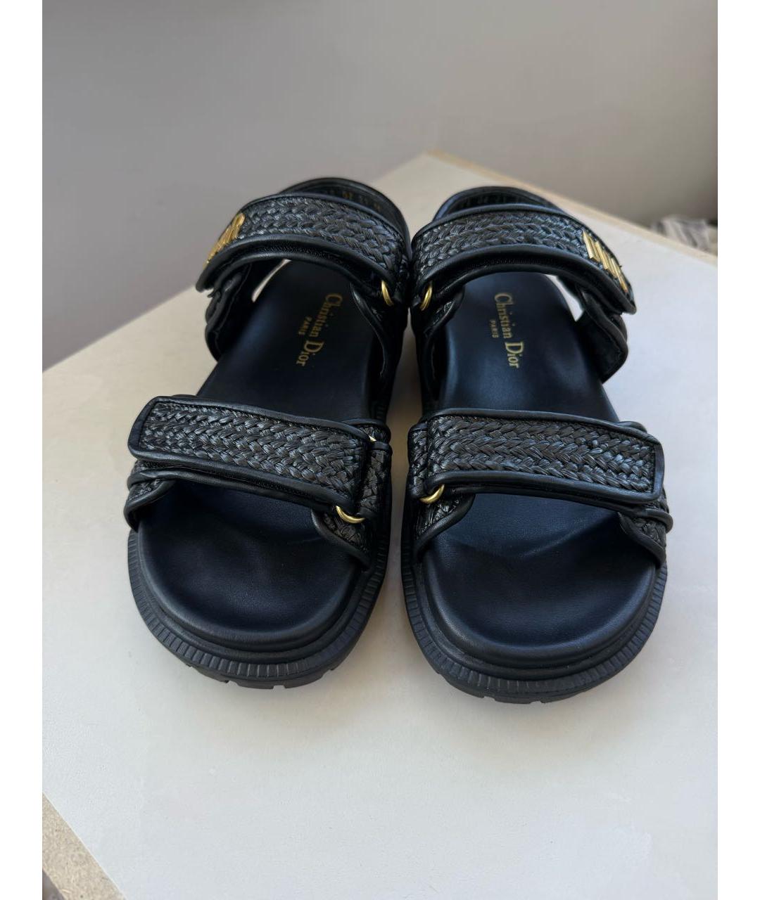 CHRISTIAN DIOR Черные кожаные сандалии, фото 4