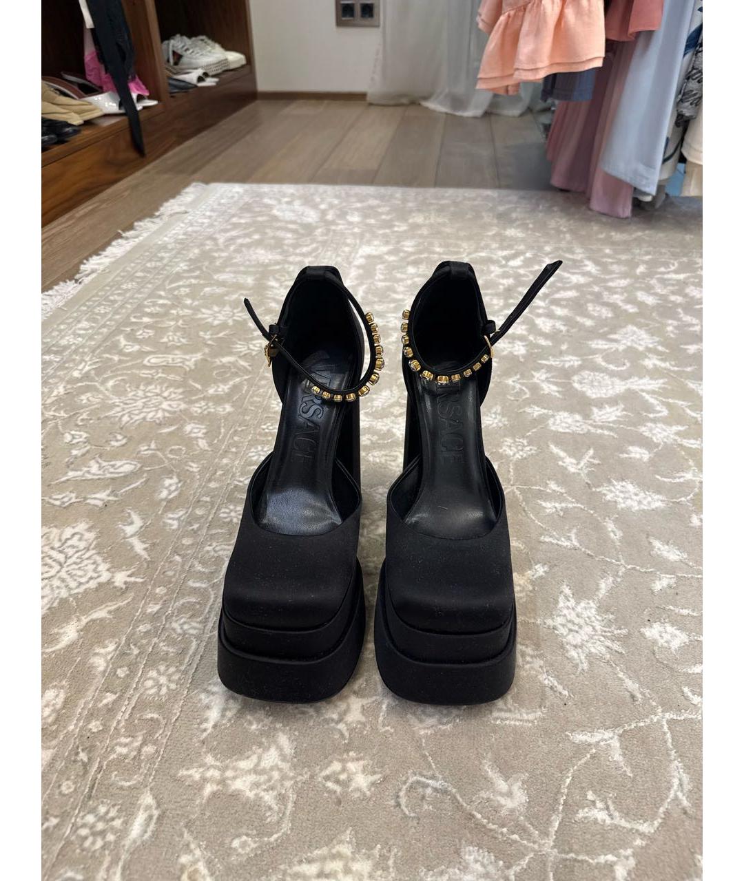 VERSACE Черные текстильные туфли, фото 2