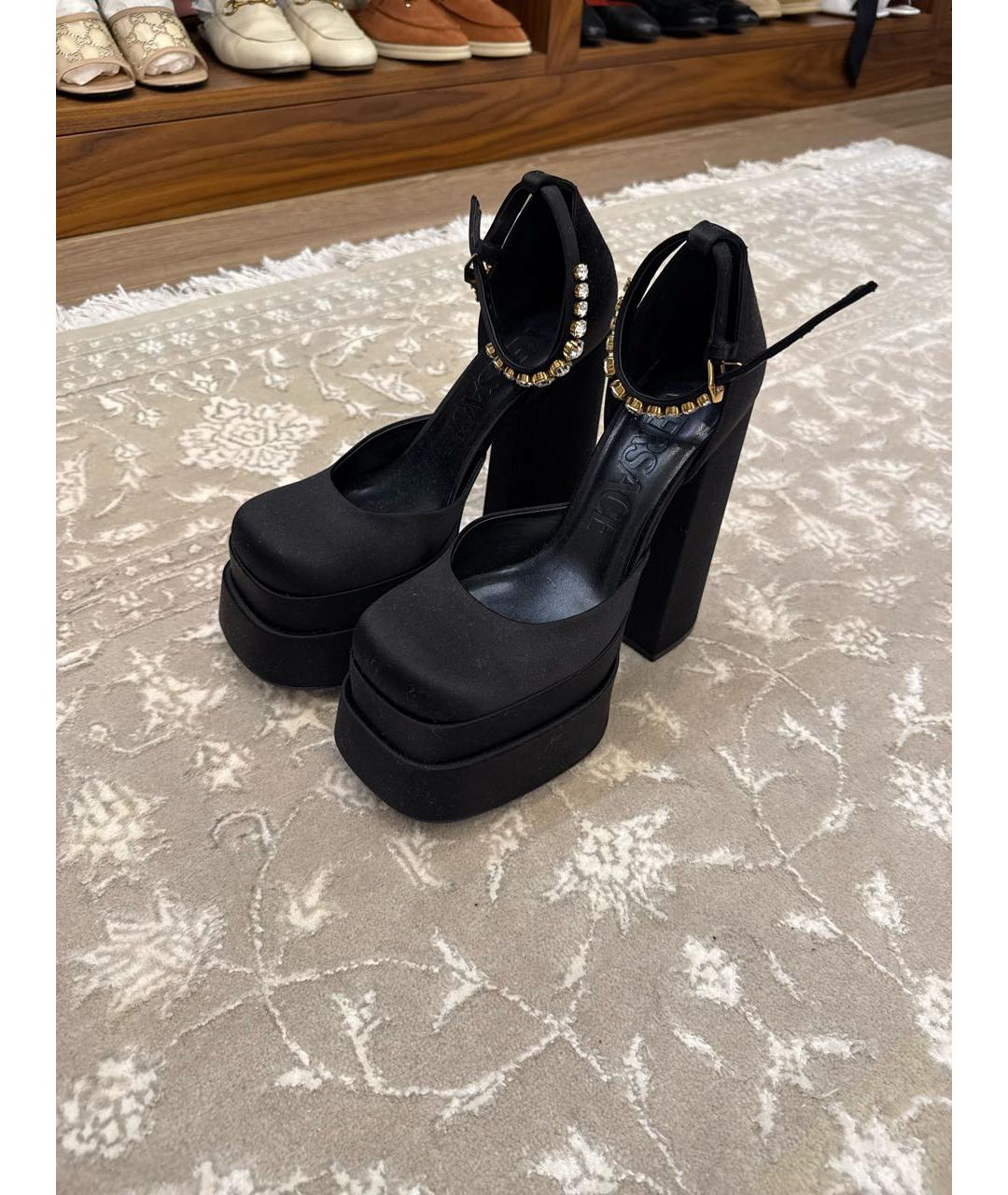 VERSACE Черные текстильные туфли, фото 5