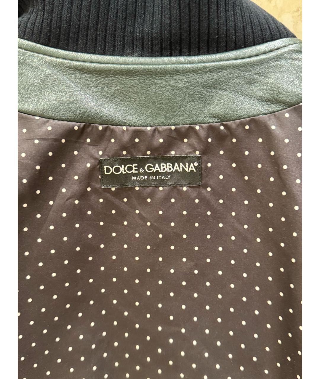 DOLCE&GABBANA Зеленая кожаная куртка, фото 3