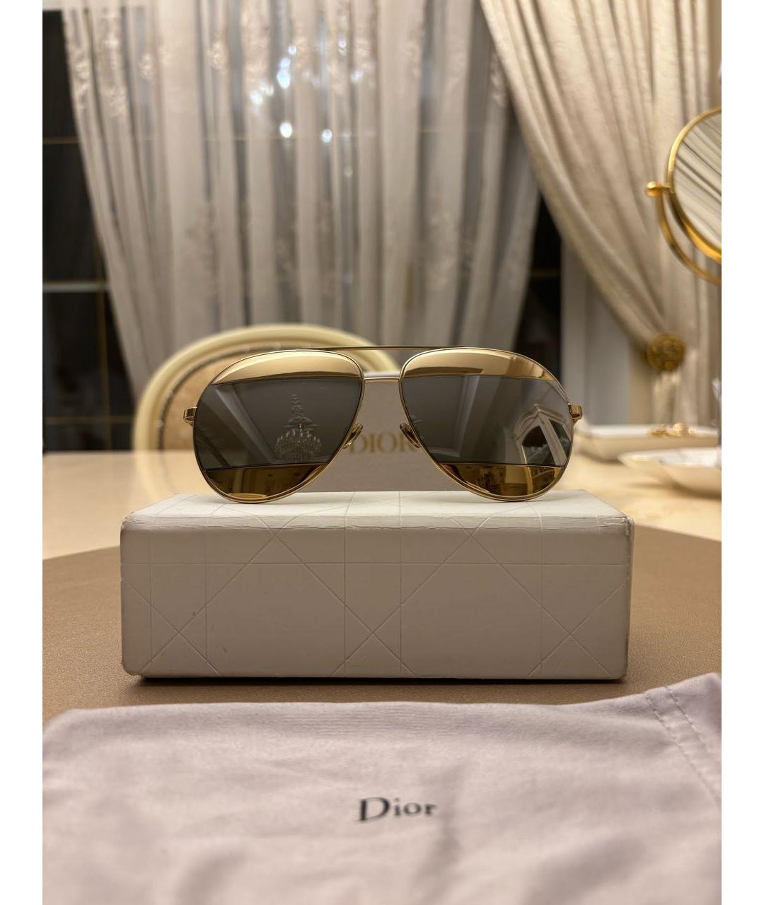 CHRISTIAN DIOR Золотые металлические солнцезащитные очки, фото 2