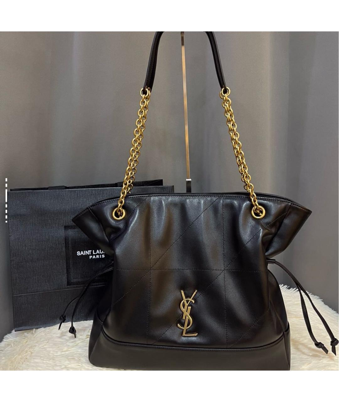 SAINT LAURENT Черная кожаная сумка тоут, фото 5