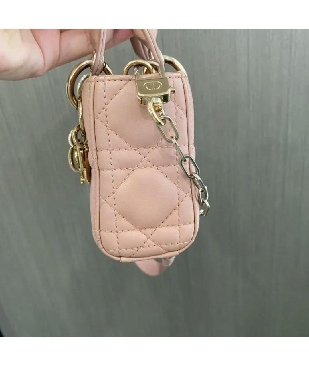 CHRISTIAN DIOR Розовая кожаная сумка с короткими ручками, фото 4