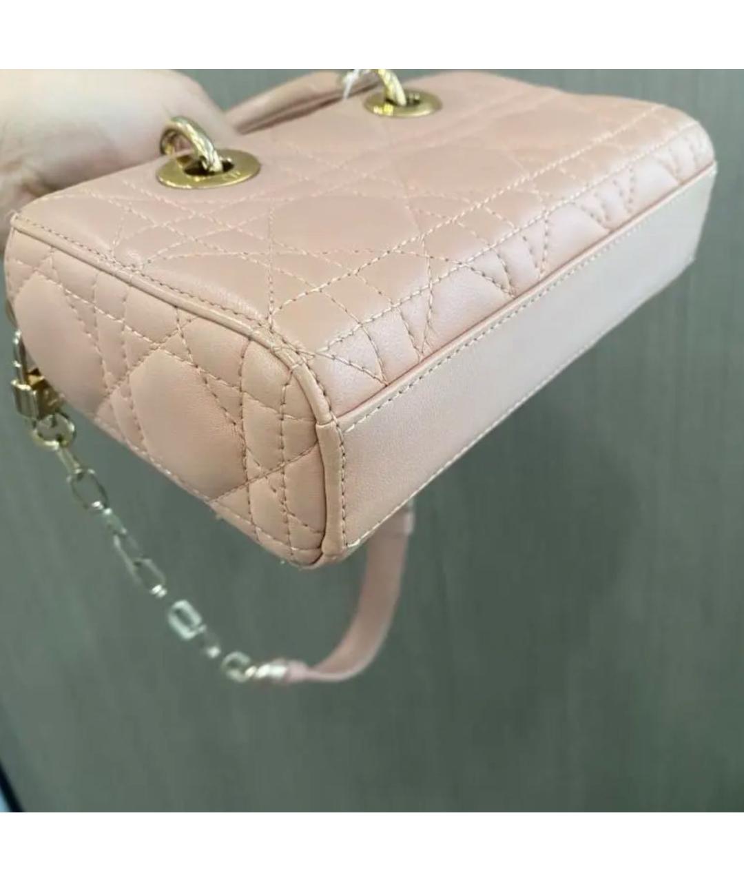 CHRISTIAN DIOR Розовая кожаная сумка с короткими ручками, фото 7
