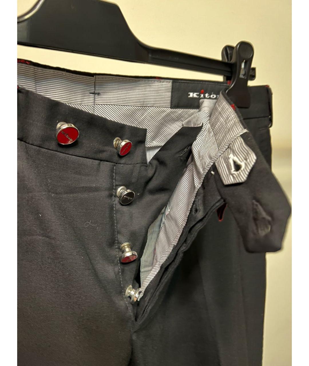 KITON Черные шерстяные повседневные брюки, фото 4