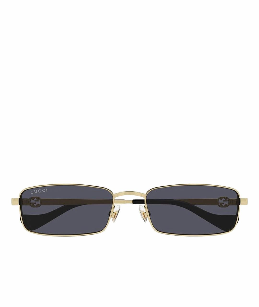 GUCCI Золотые металлические солнцезащитные очки, фото 1