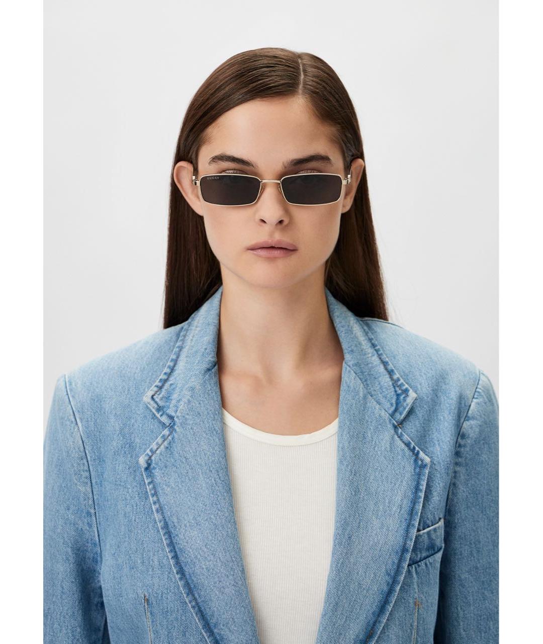 GUCCI Золотые металлические солнцезащитные очки, фото 4