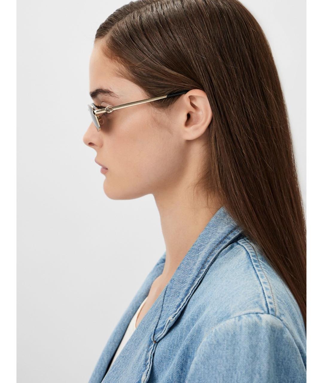 GUCCI Золотые металлические солнцезащитные очки, фото 5
