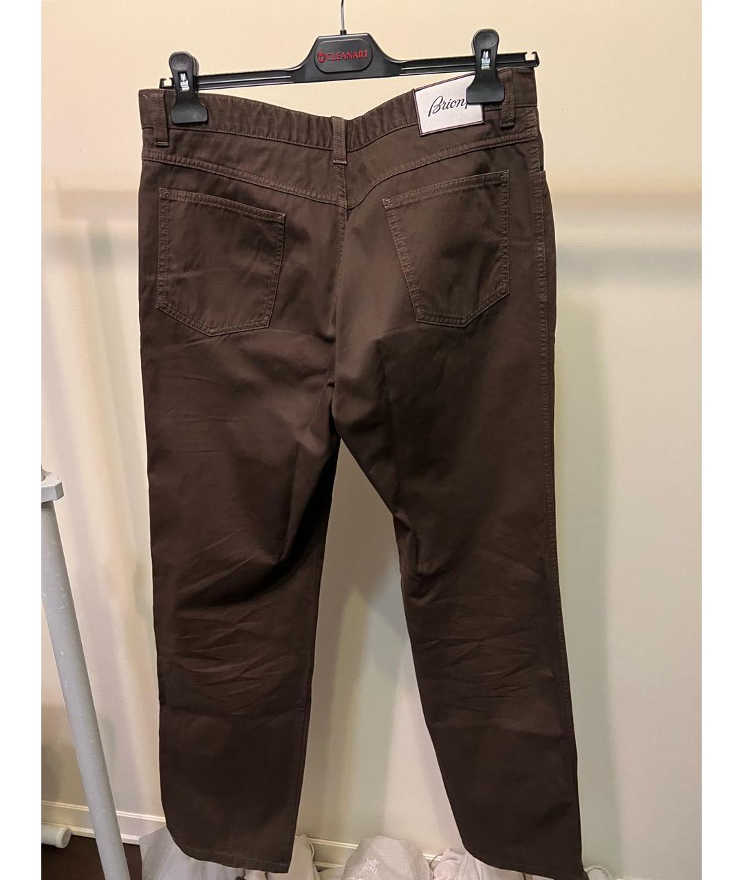 BRIONI Коричневые хлопковые прямые джинсы, фото 2