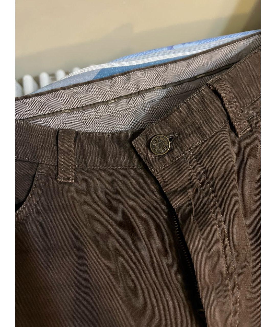 BRIONI Коричневые хлопковые прямые джинсы, фото 4