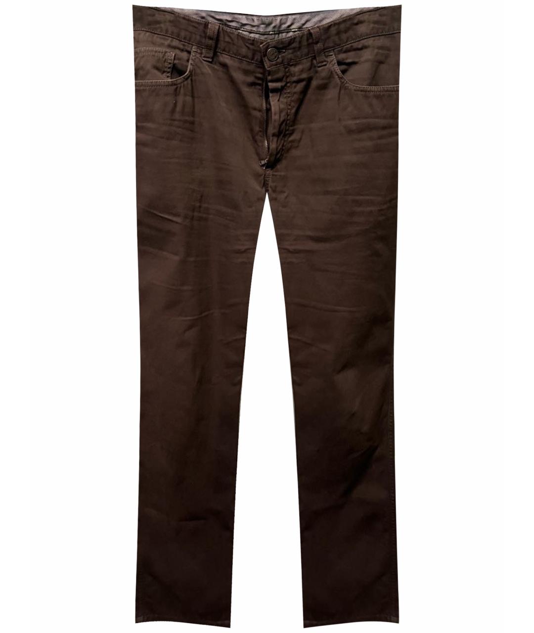 BRIONI Коричневые хлопковые прямые джинсы, фото 1