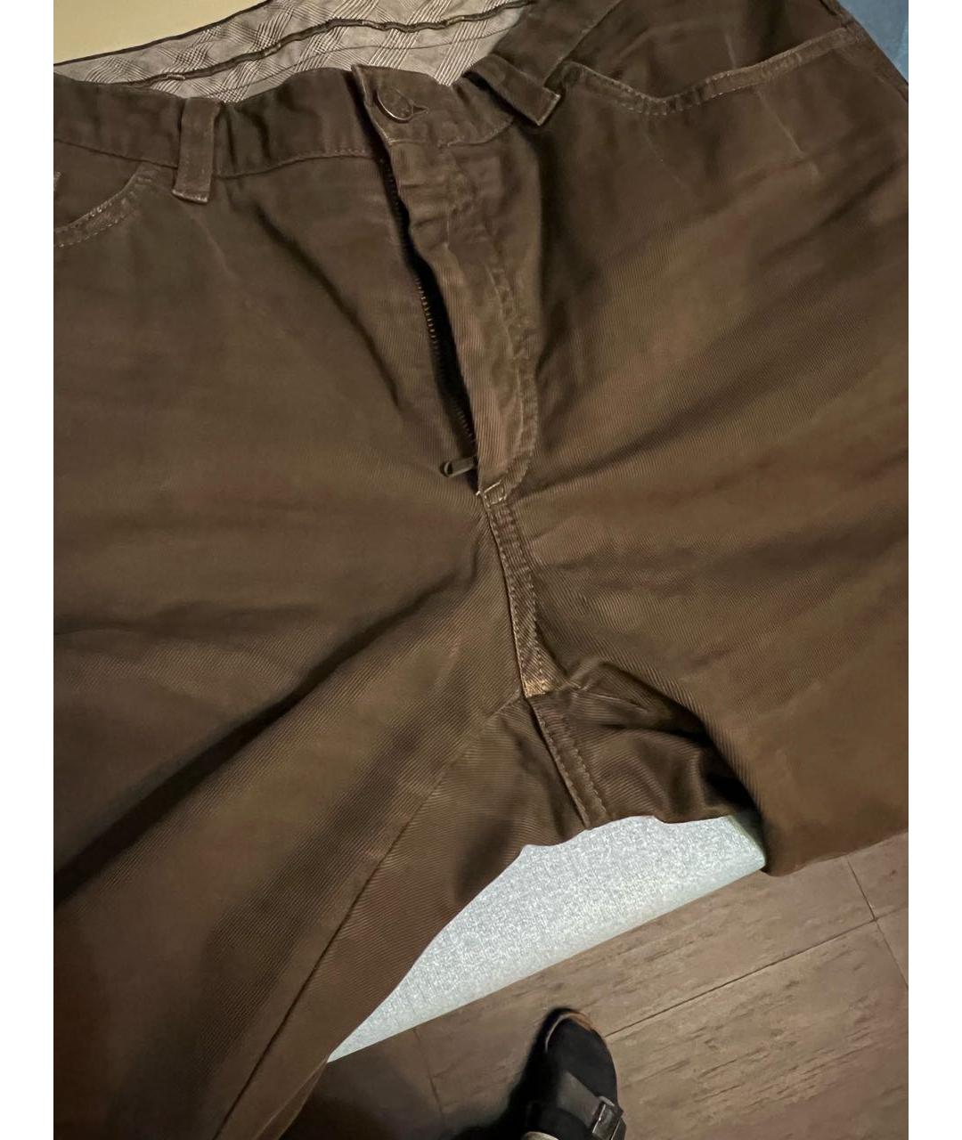 BRIONI Коричневые хлопковые прямые джинсы, фото 5