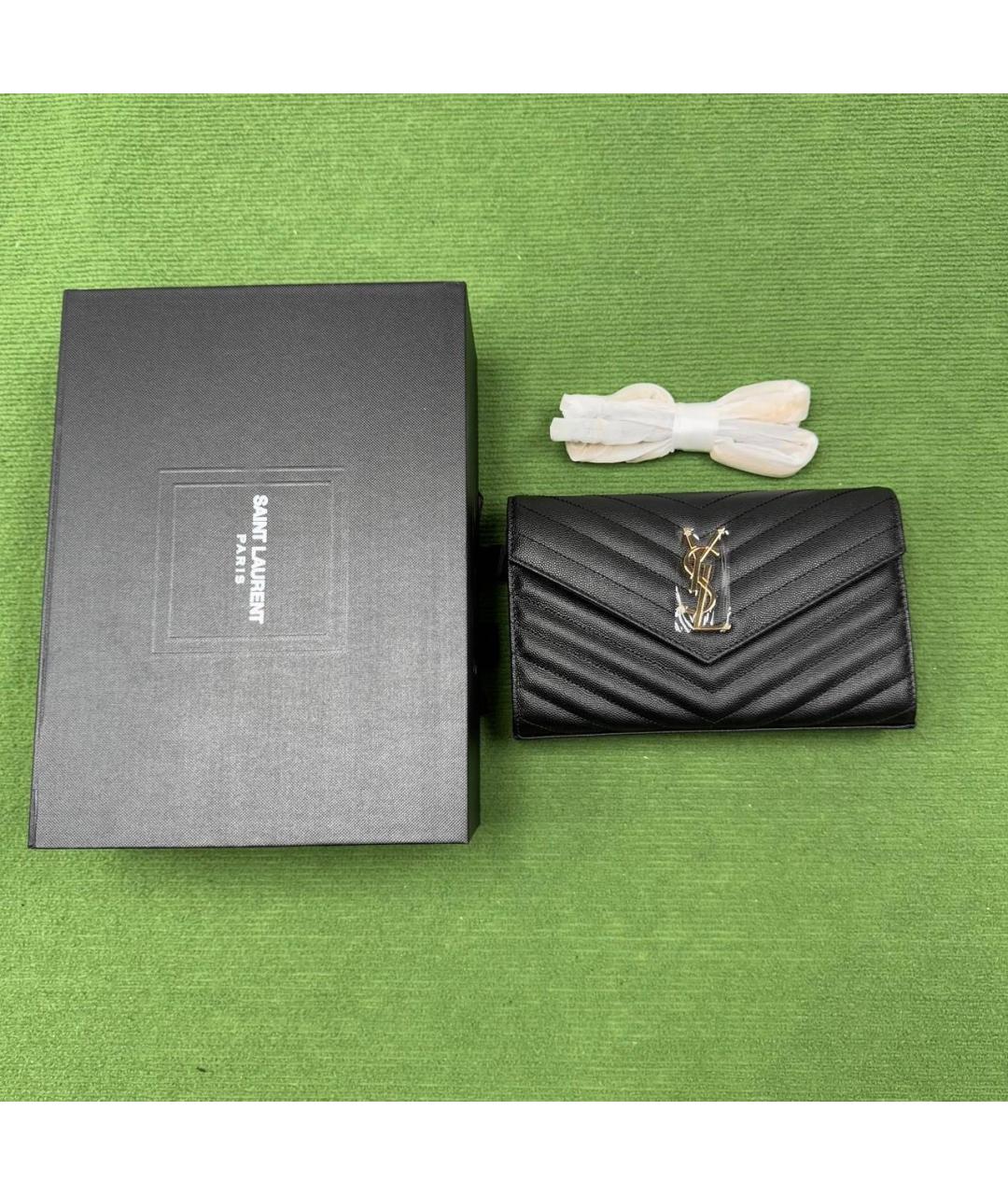 SAINT LAURENT Черный кожаный кошелек, фото 5