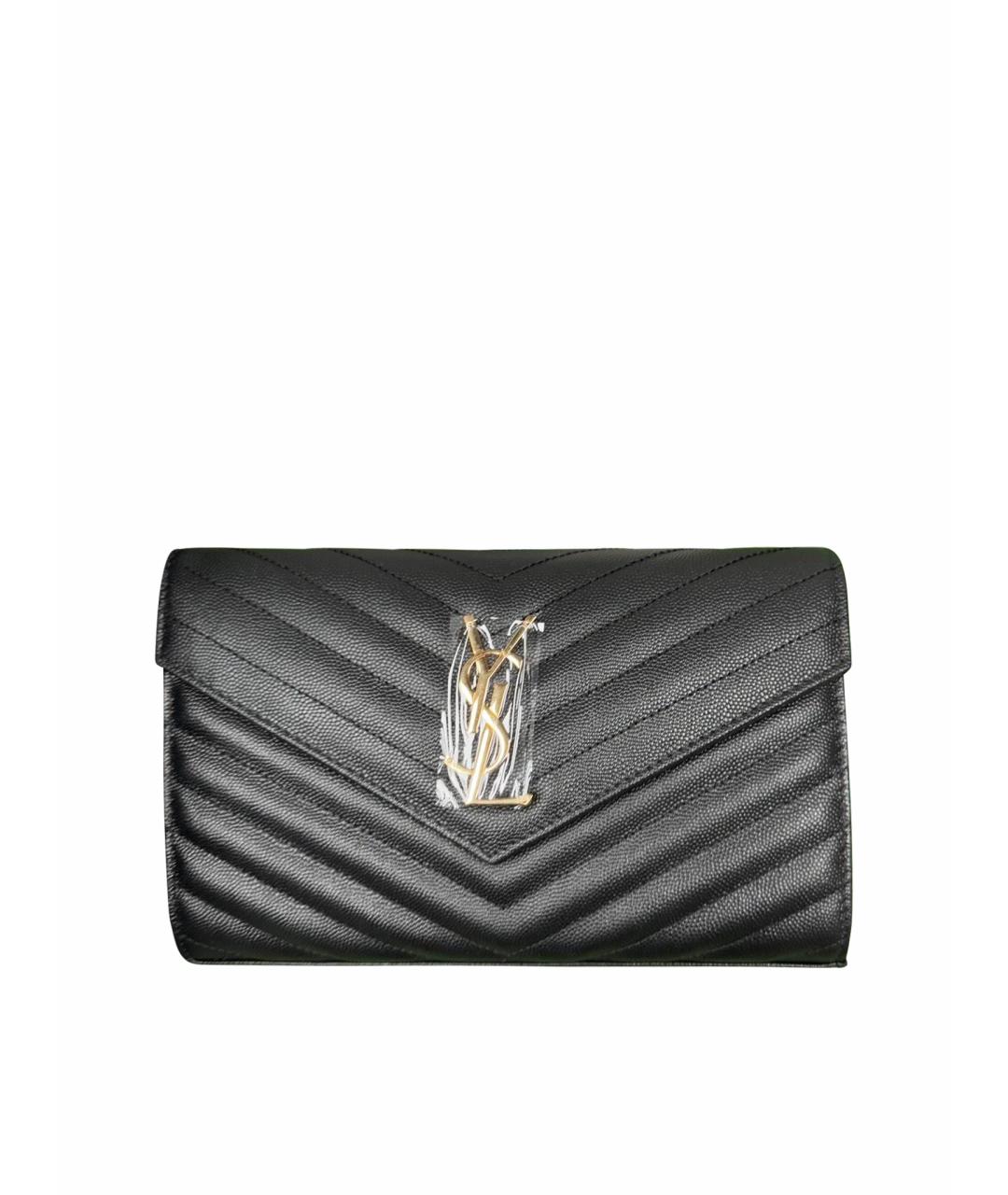 SAINT LAURENT Черный кожаный кошелек, фото 1