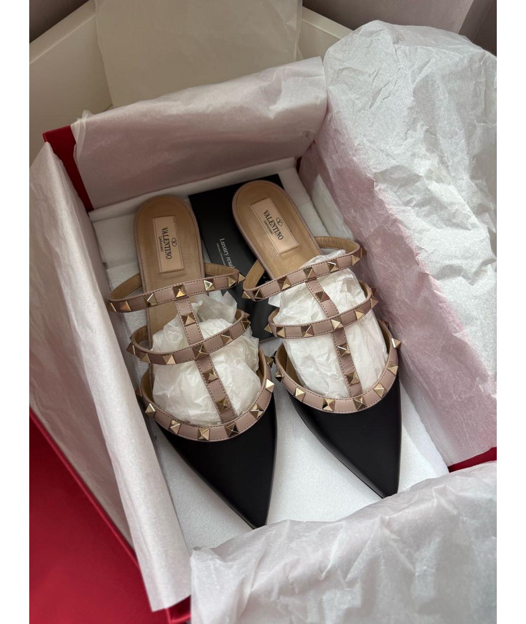 VALENTINO Черные кожаные мюли, фото 2