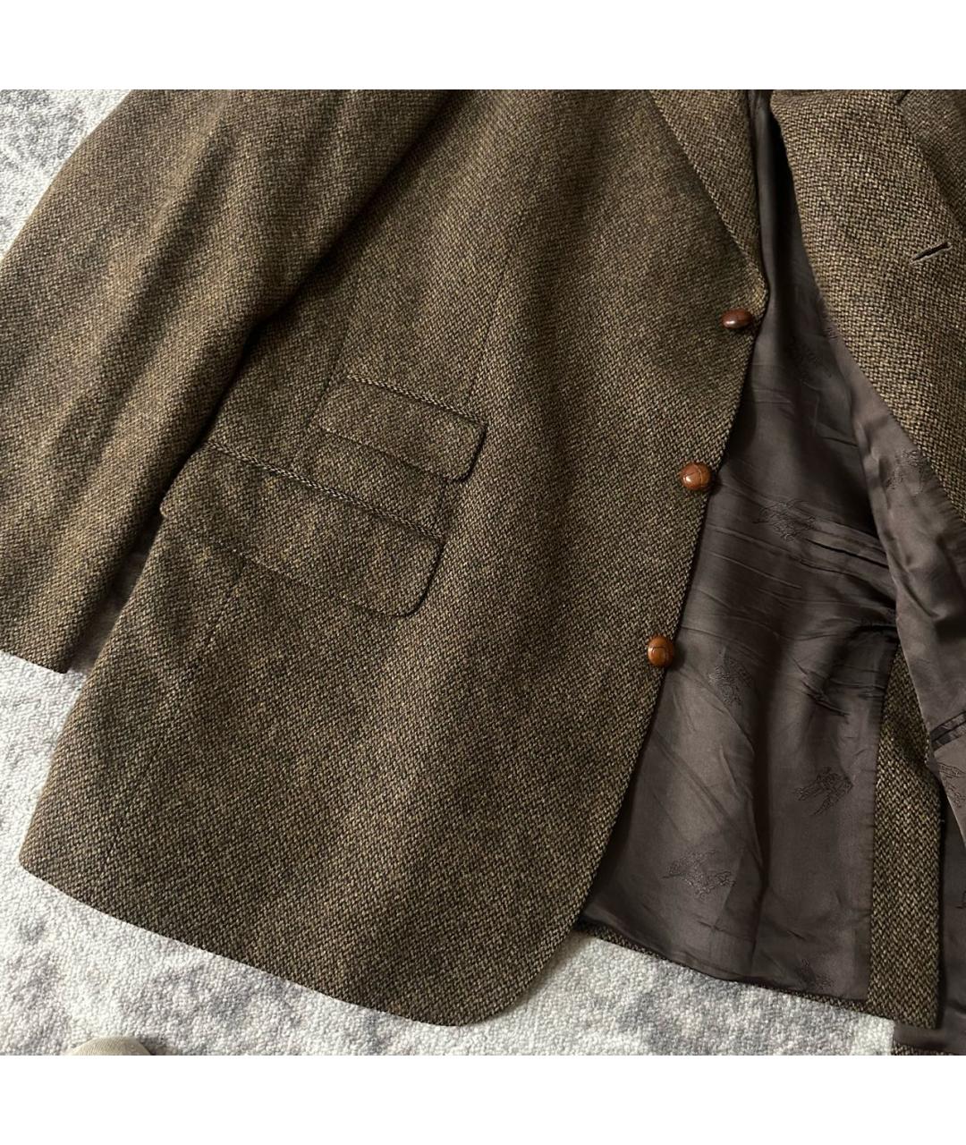 BURBERRY Коричневый шерстяной пиджак, фото 4