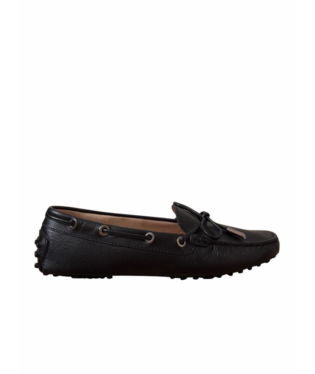 TOD'S Черные кожаные мокасины, фото 1