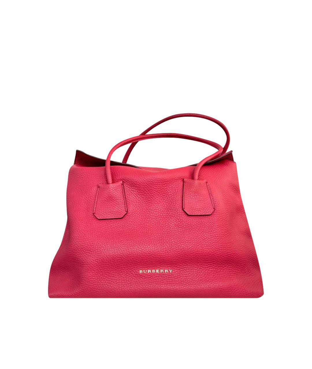 BURBERRY Коралловая кожаная сумка тоут, фото 1