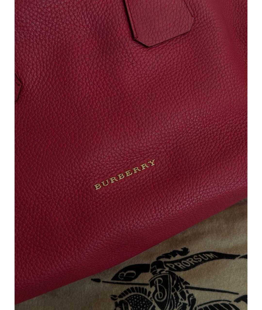 BURBERRY Коралловая кожаная сумка тоут, фото 5