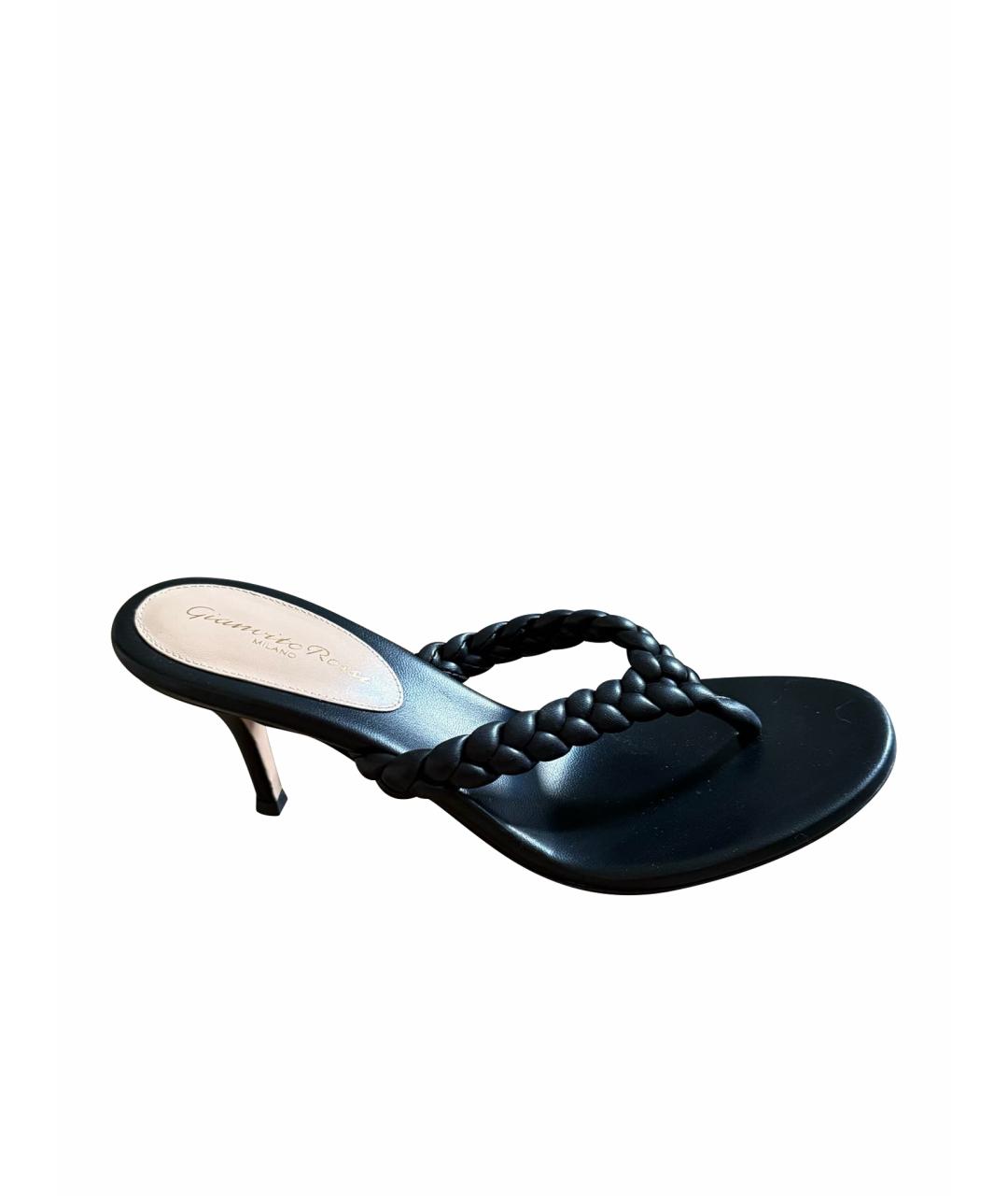 GIANVITO ROSSI Черные кожаные мюли, фото 1