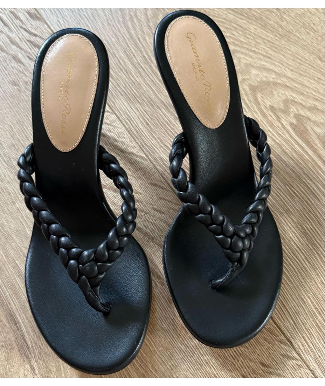 GIANVITO ROSSI Черные кожаные мюли, фото 2