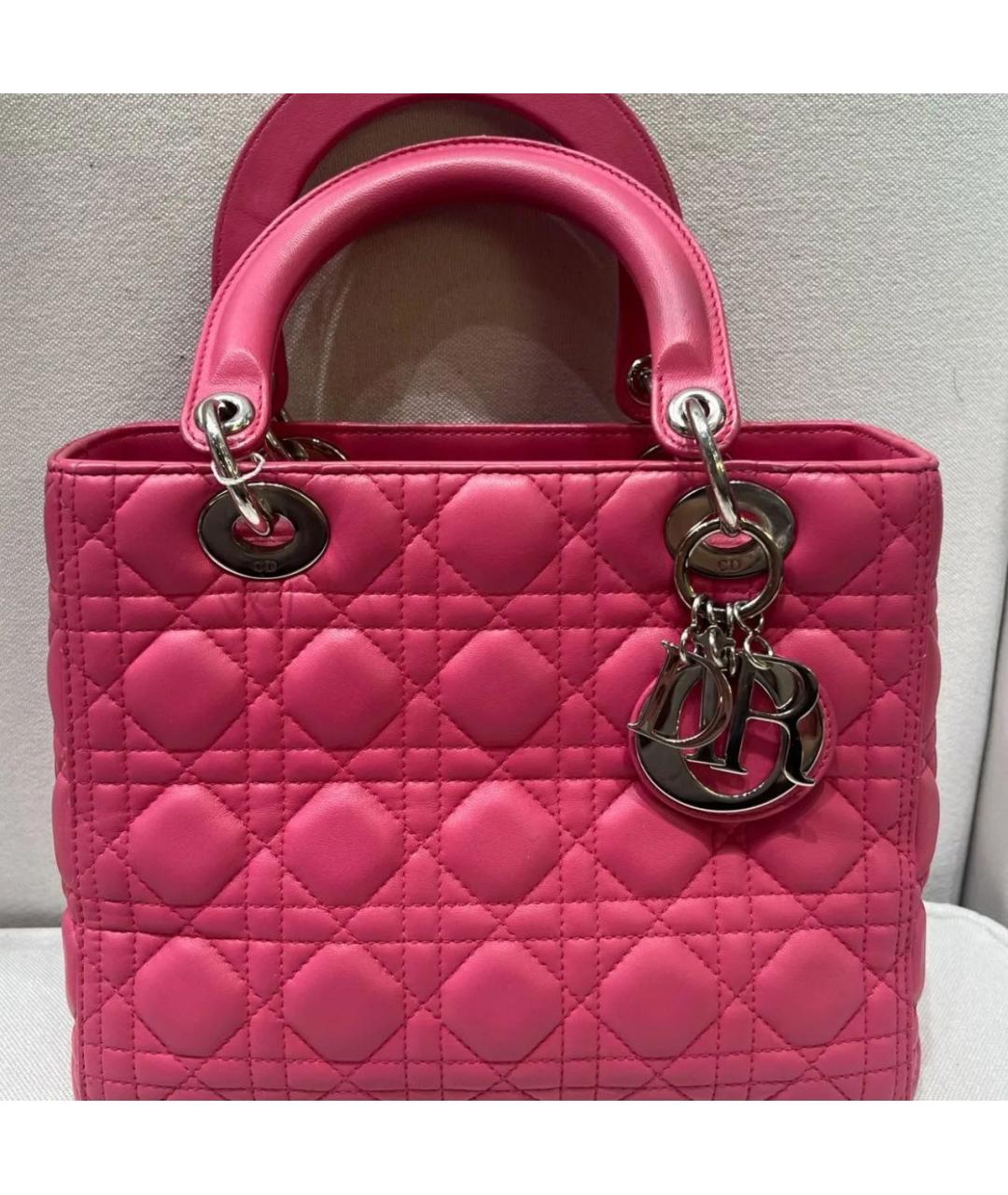 CHRISTIAN DIOR Розовая кожаная сумка с короткими ручками, фото 2