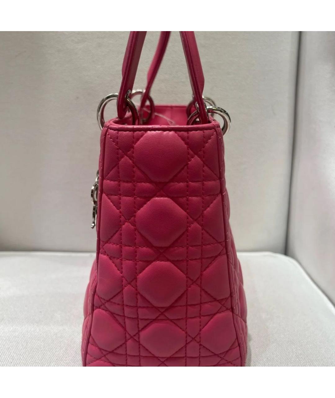 CHRISTIAN DIOR Розовая кожаная сумка с короткими ручками, фото 5