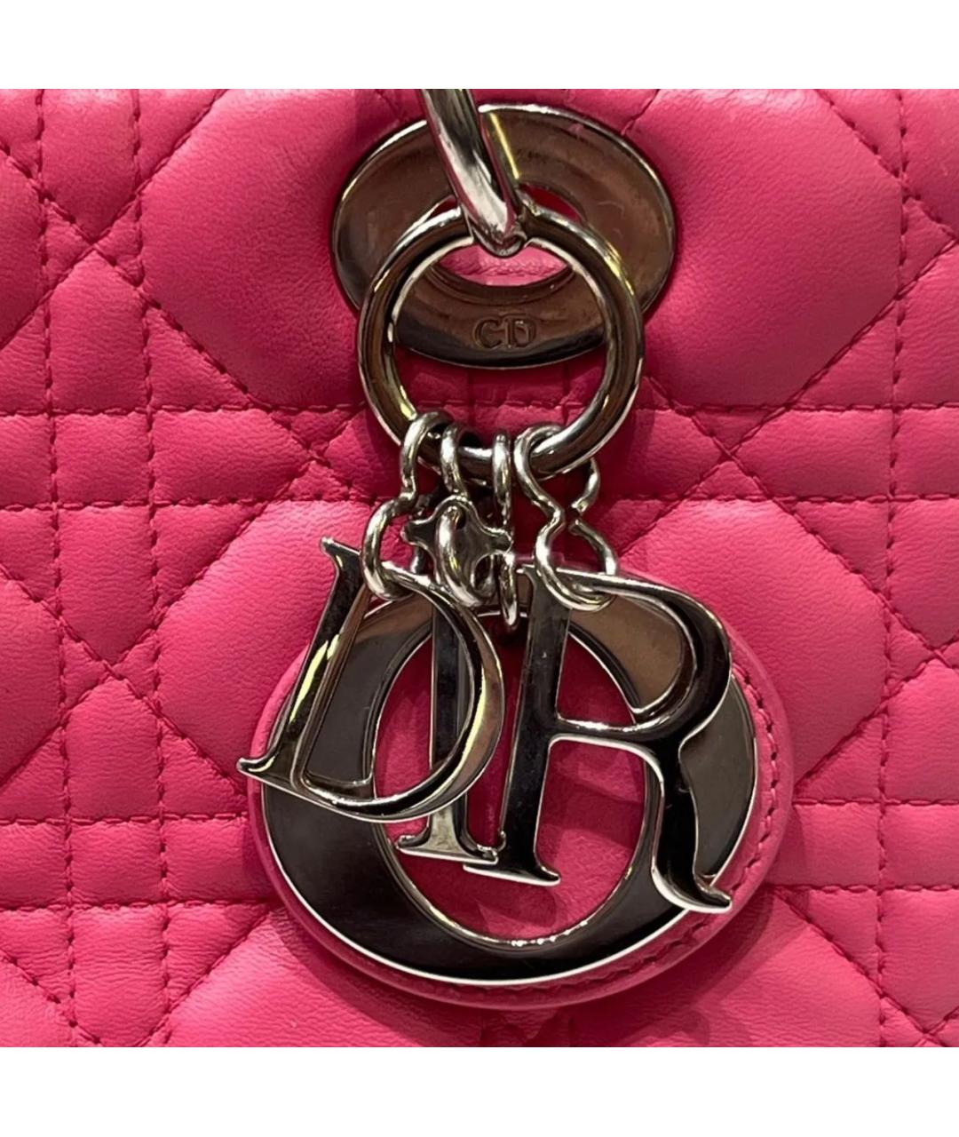 CHRISTIAN DIOR Розовая кожаная сумка с короткими ручками, фото 6