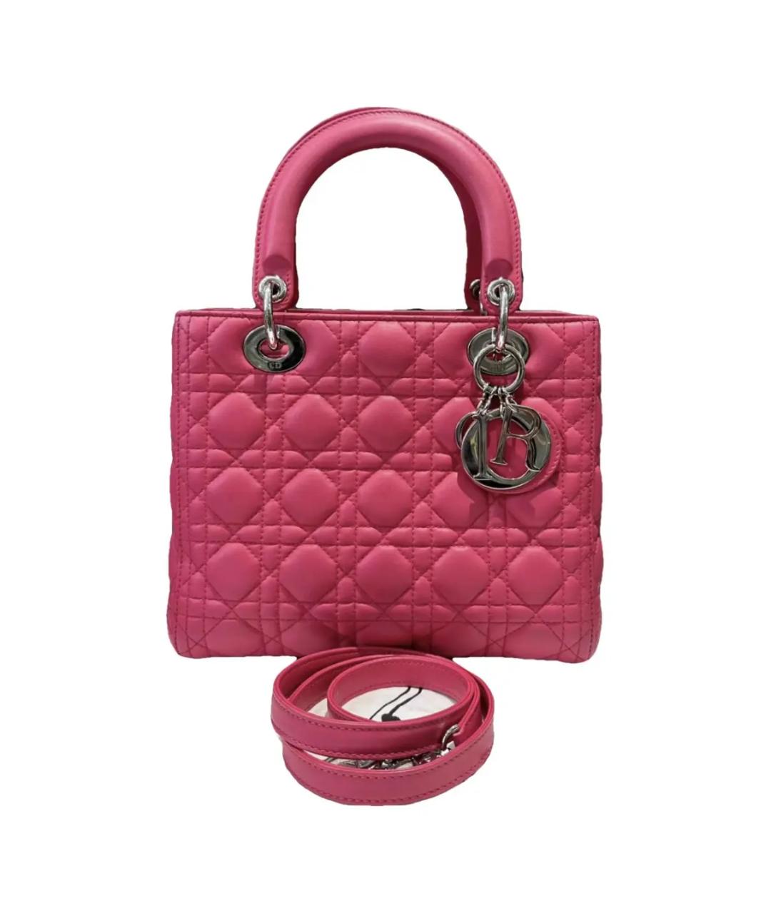 CHRISTIAN DIOR Розовая кожаная сумка с короткими ручками, фото 1